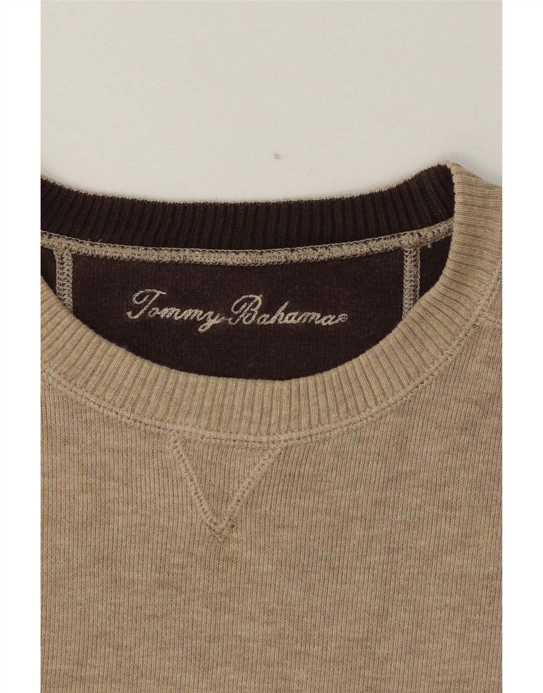 TOMMY BAHAMA Mens Crew Neck Jumper Sweater XL Beige Vintage Tommy Bahama and Second-Hand Tommy Bahama from Messina Hembry 