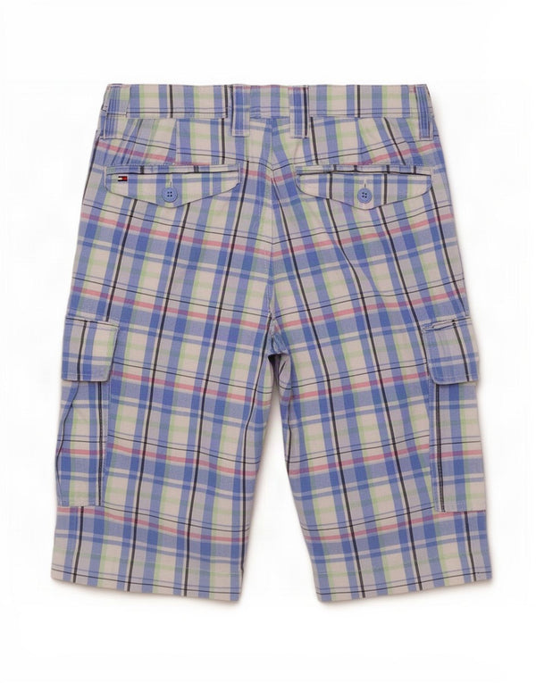 Tommy Hilfiger Boys Cargo σορτς 13-14 ετών W28 Blue Check Cotton