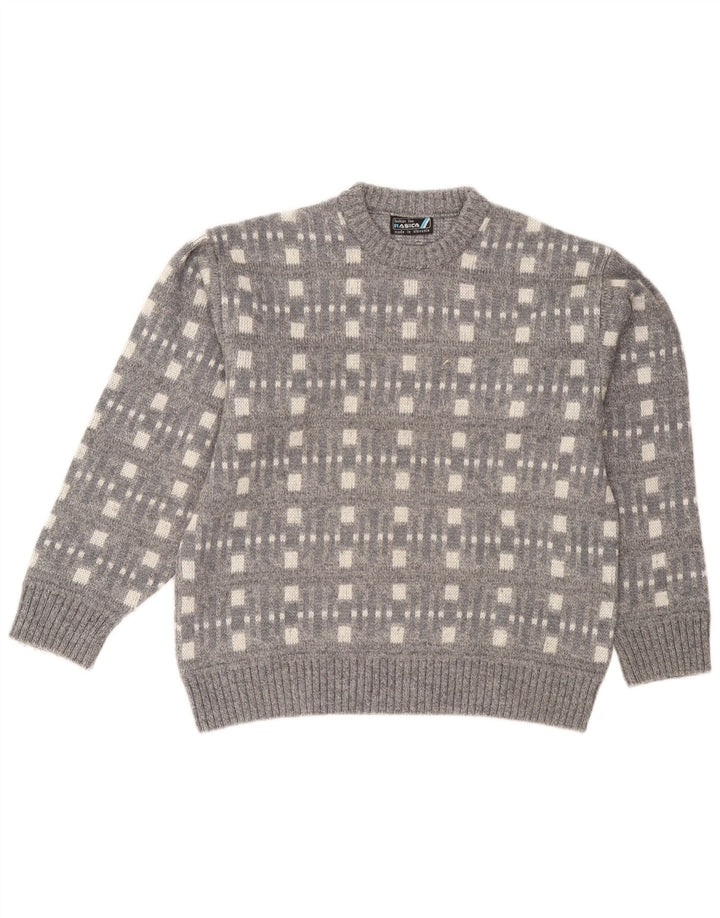 Ανδρικό πουλόβερ Rasica Crew Neck Jumper Μεγάλο Γκρι Γεωμετρικό