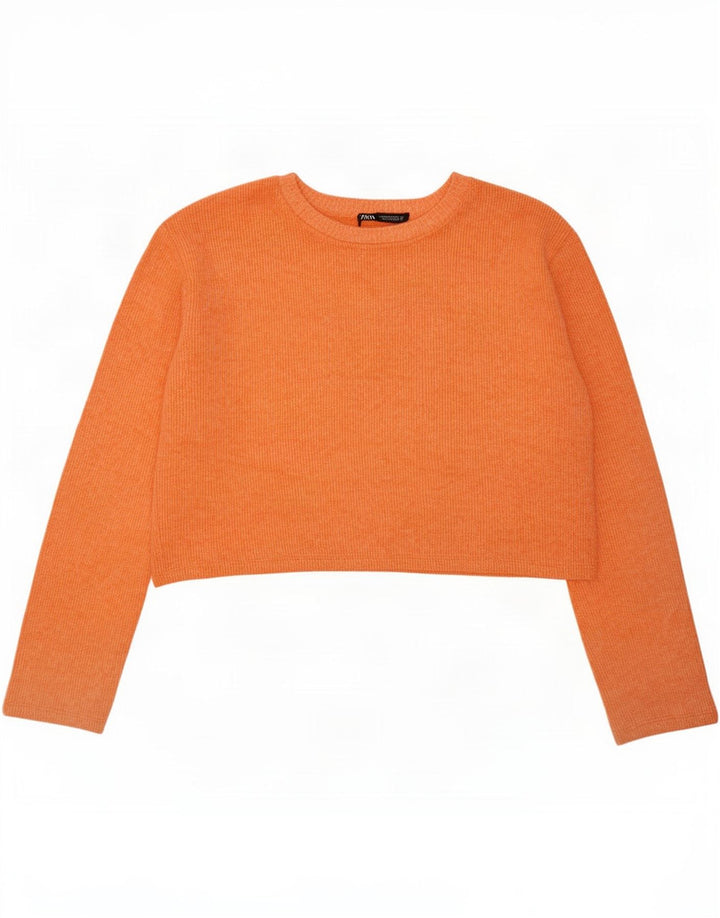 Zara Γυναικεία Crop Oversized μακρυμάνικο UK 10 Small πορτοκαλί πολυεστέρας