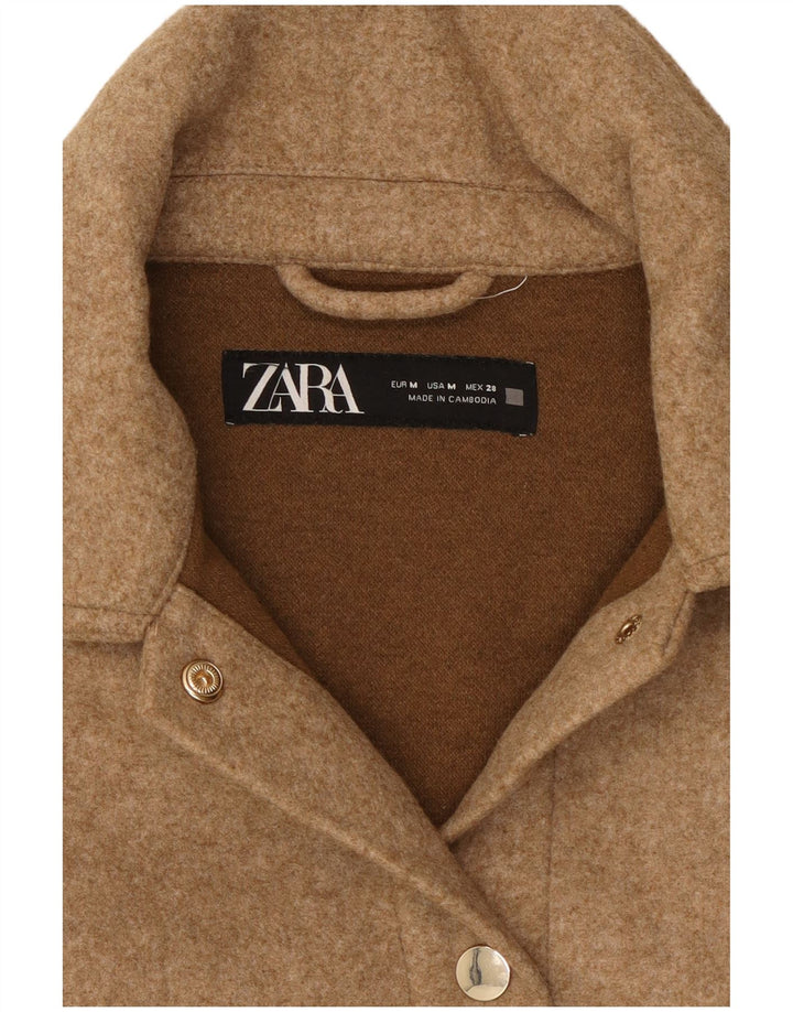 Zara Γυναικεία φανέλα Ξυλοκόπος UK 14 Medium Beige Polyester