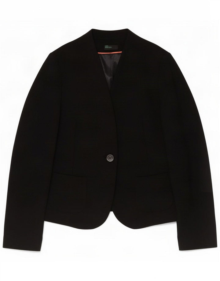 Benetton Womens 1 Button Blazer Jacket IT 42 Medium Black Polyester