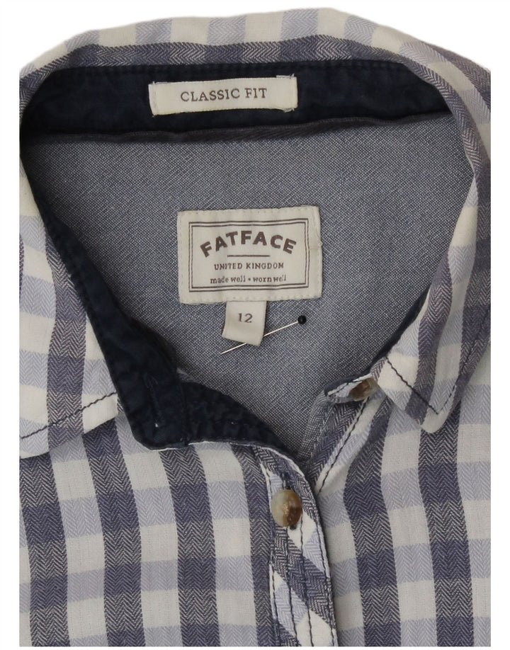 Fat Face Γυναικείο πουκάμισο Classic Fit UK 12 Medium Blue Gingham Cotton