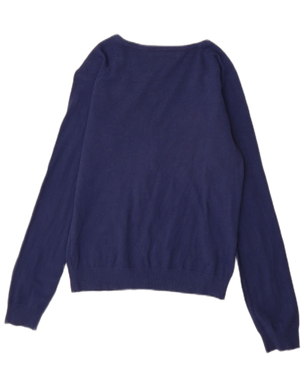 Zara Γυναικεία Ζακέτα UK 14 Large Navy Blue Cotton