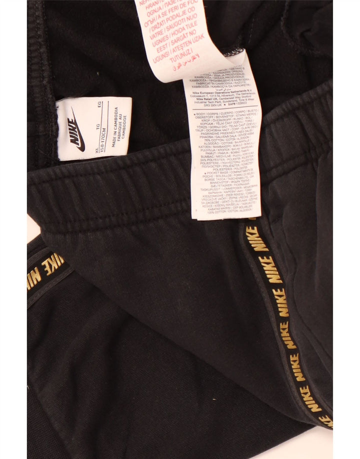 NIKE Girls Graphic αθλητική φόρμα παντελόνι Joggers 13-14 ετών XL μαύρο βαμβακερό
