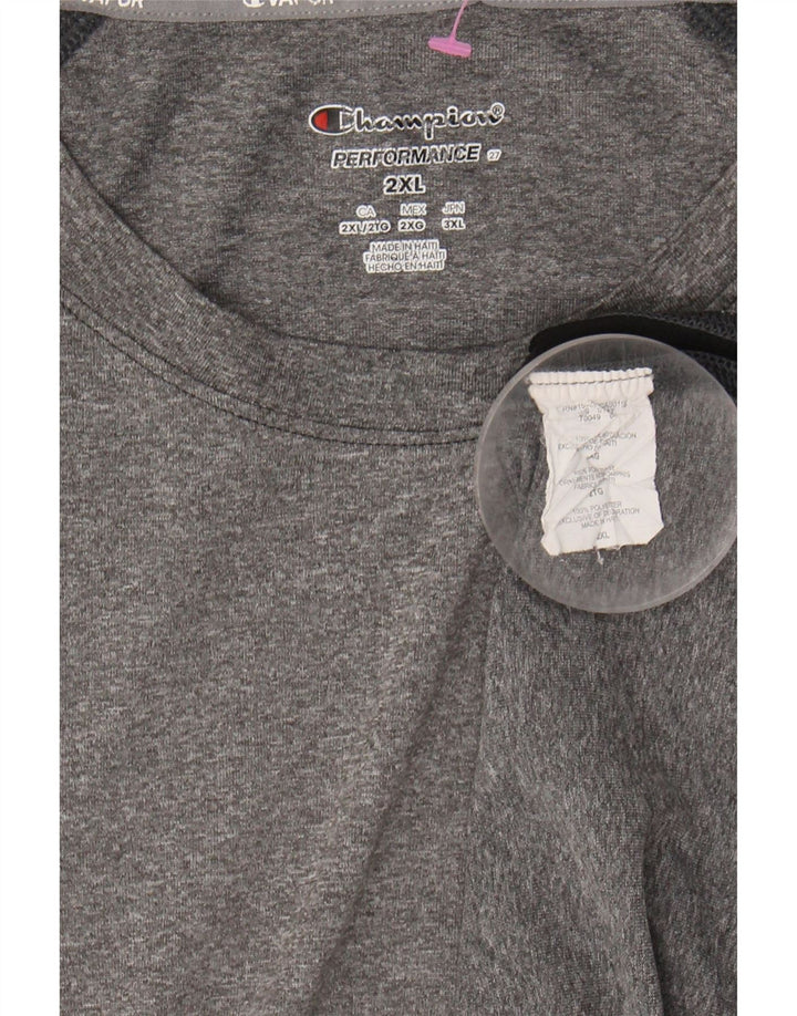 CHAMPION Mens Performance T-Shirt Top 2XL Grey Colourblock Polyester