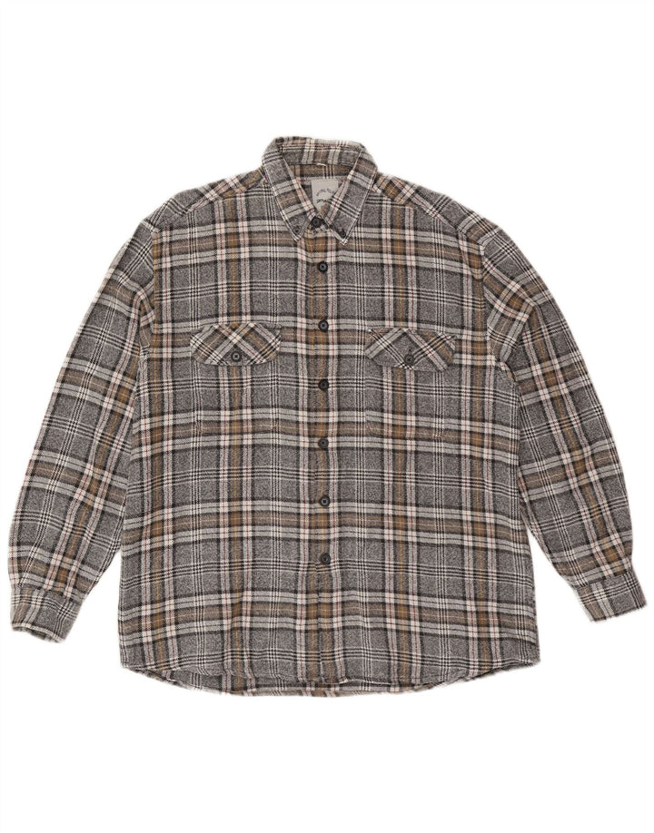 Vintage Ανδρικό Φανελένιο Πουκάμισο 41/42 Large Grey Check Cotton