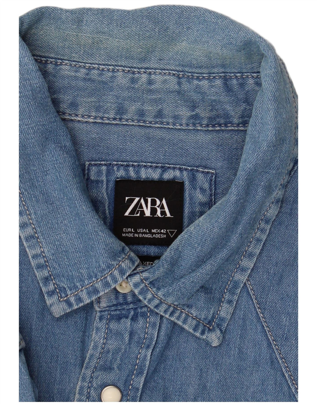 Ανδρικό τζιν πουκάμισο Zara μεγάλο μπλε βαμβακερό