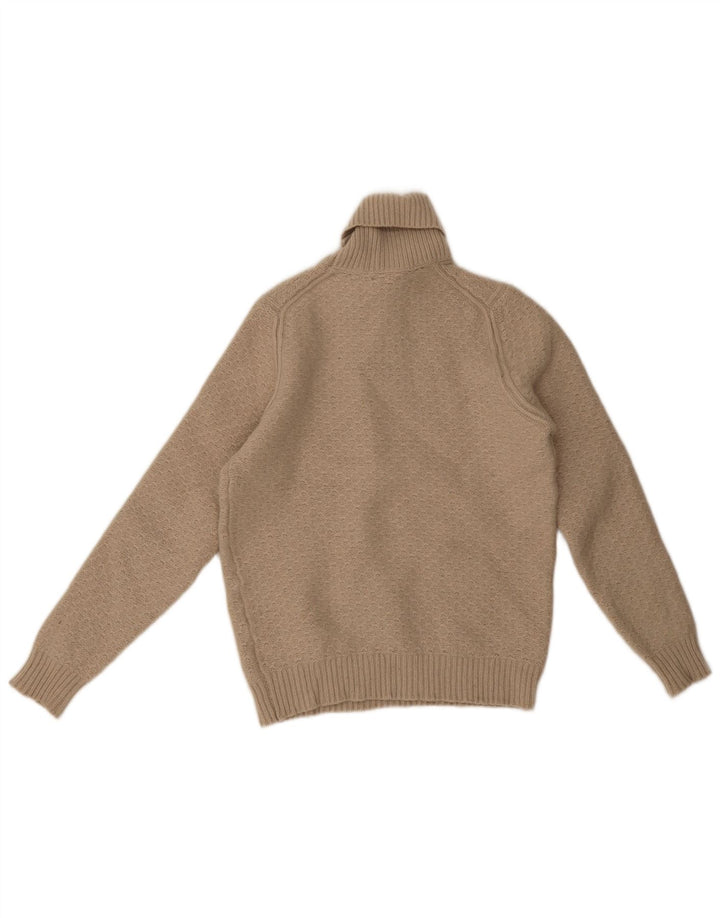 Massimo Dutti Γυναικείο πουλόβερ με ρολό λαιμόκοψη UK 14 Μεγάλο Μπεζ γεωμετρικό