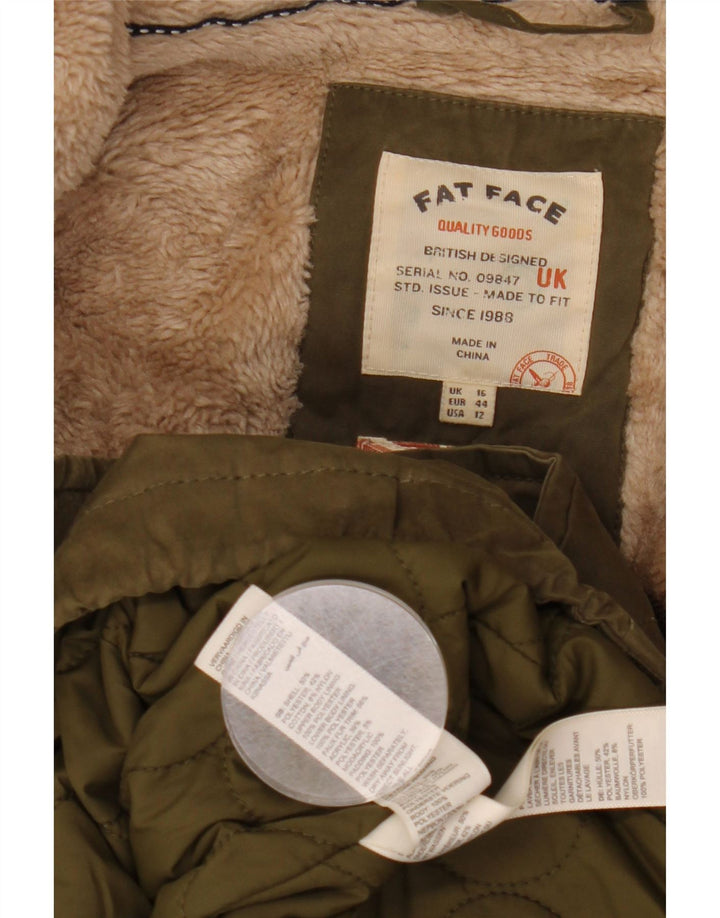 FAT FACE Γυναικείο μπουφάν Parka με κουκούλα UK 16 Large Khaki Polyester