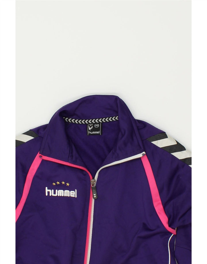 HUMMEL Girls Graphic Tracksuit Top Jacket 9-10 Years Purple Colourblock | Vintage Hummel | Thrift | Second-Hand Hummel | Used Clothing | Messina Hembry 
