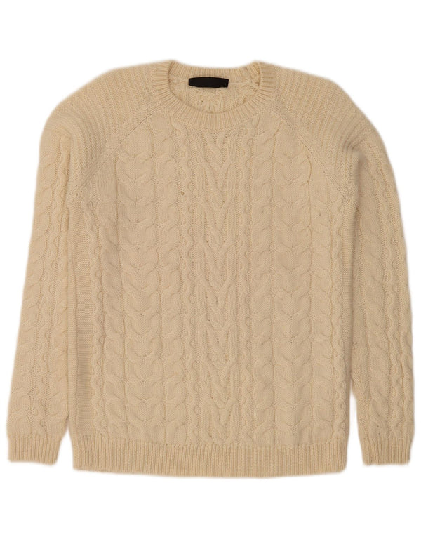 HALLHUBER Γυναικείο πουλόβερ με λαιμόκοψη UK 14 μεσαίο μπεζ μαλλί