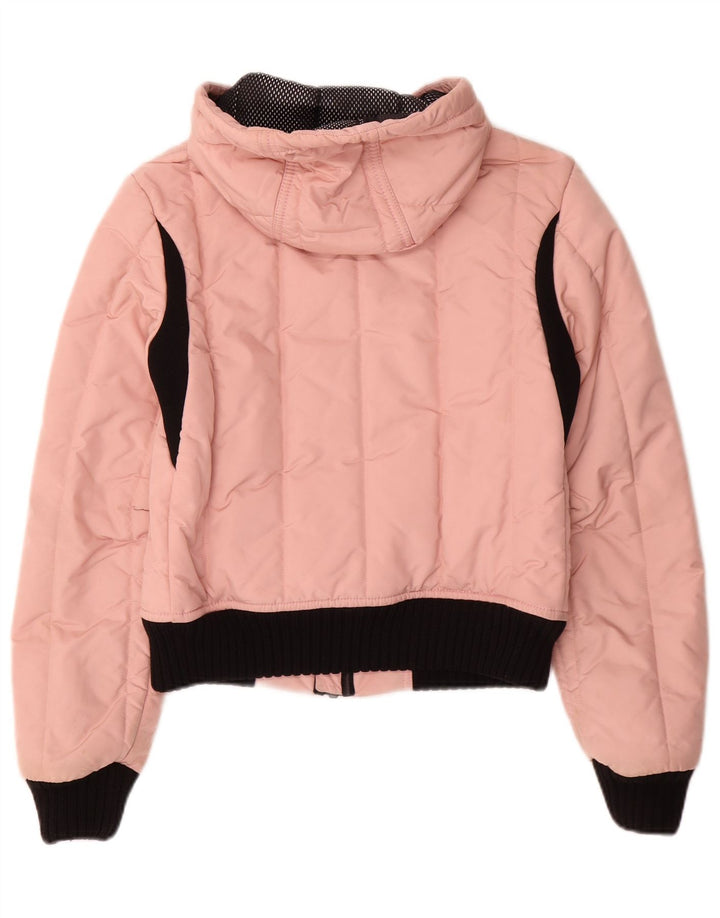 Refrigiwear Γυναικείο Crop Hooded Bomber Jacket UK 12 Medium Pink Nylon