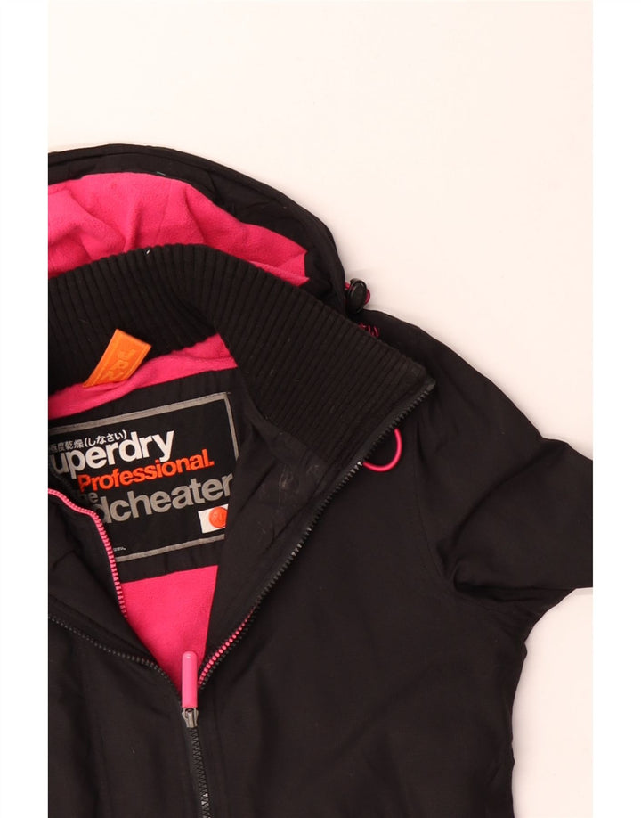 SUPERDRY Γυναικείο Windcheater Hooded Windbreaker Jacket UK 18 XL Black Nylon