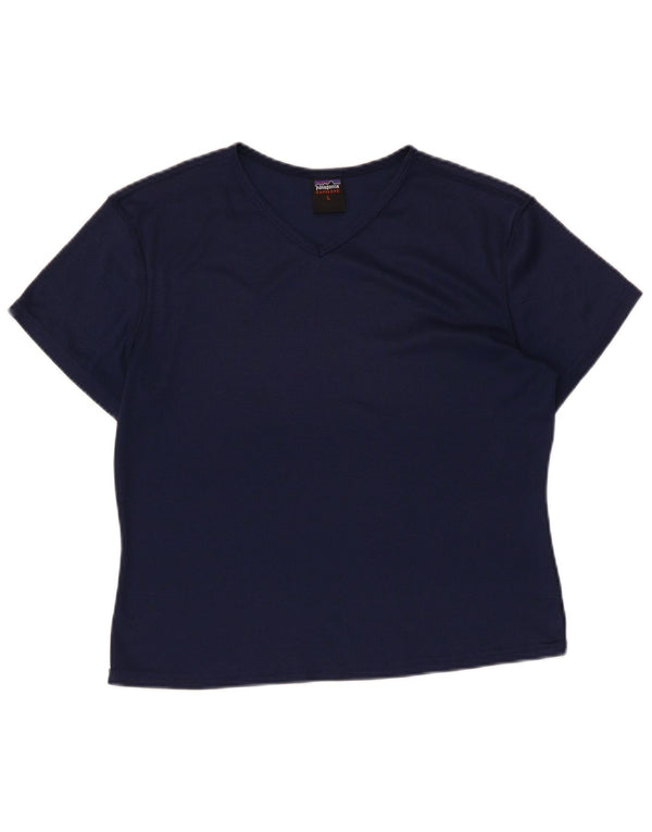 PATAGONIA Womens T-Shirt Top UK 14 Large Navy Blue Polyester