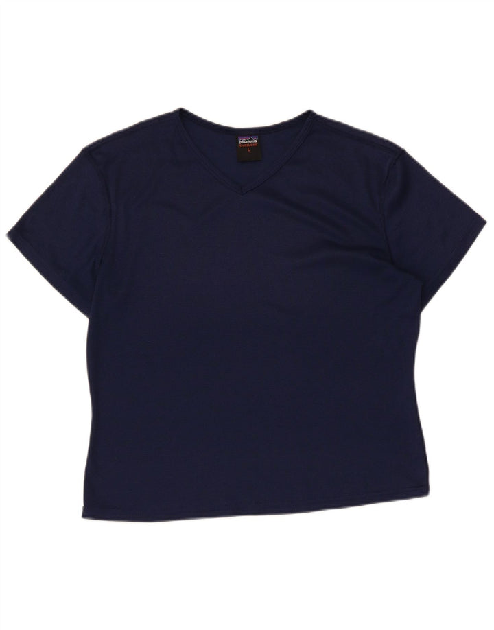 PATAGONIA Womens T-Shirt Top UK 14 Large Navy Blue Polyester