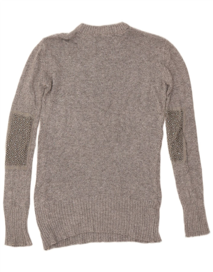 Zara Γυναικείο πουλόβερ με λαιμόκοψη UK 10 Small Grey Viscose