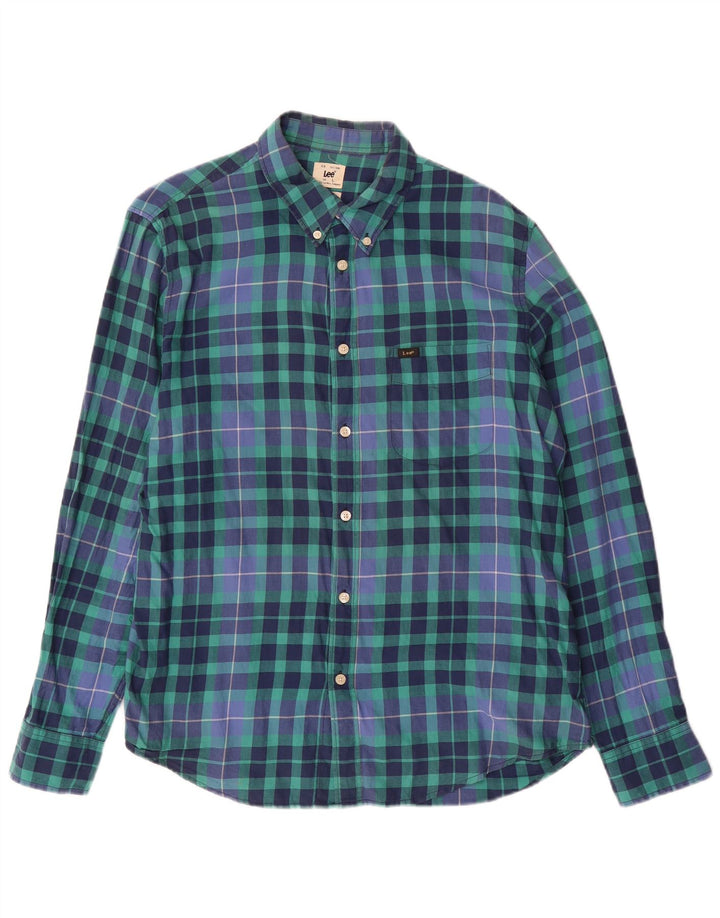 Ανδρικό πουκάμισο LEE με κανονική εφαρμογή, μεγάλο μπλε βαμβακερό