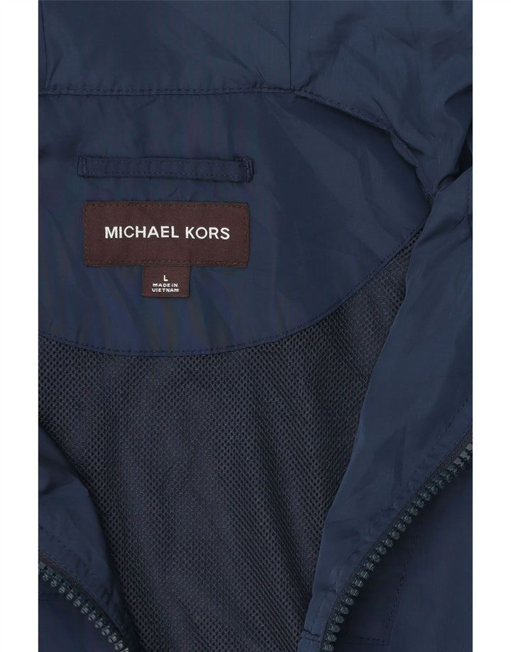 MICHAEL KORS Womens Hooded Rain Jacket UK 16 Large Navy Blue Polyester Vintage Michael Kors and Second-Hand Michael Kors from Messina Hembry 