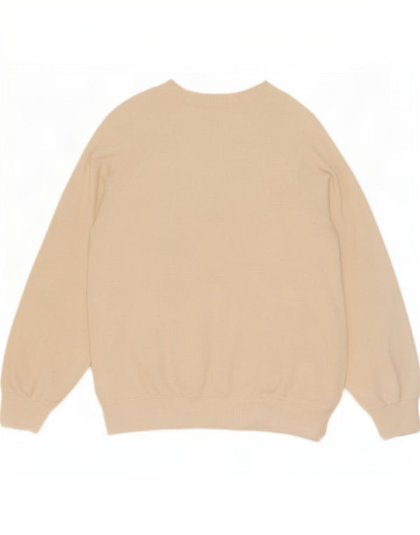 Vintage γυναικείο πουλόβερ με λαιμόκοψη UK 18 XL Λευκό βαμβακερό