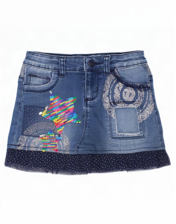 Desigual Girls Graphic τζιν φούστα 7-8 ετών W22 Μπλε βαμβακερό συνονθύλευμα