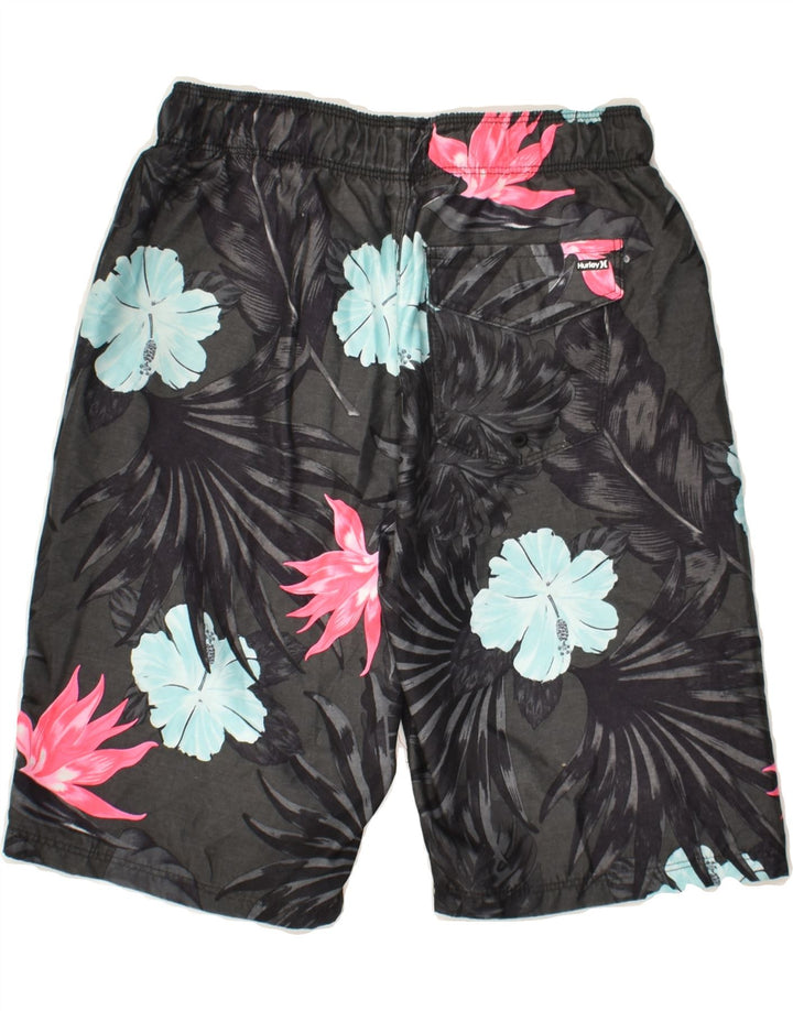 HURLEY Boys Graphic Sport Shorts 10-11 Years Medium Grey Floral Polyester | Vintage Hurley | Thrift | Second-Hand Hurley | Used Clothing | Messina Hembry 