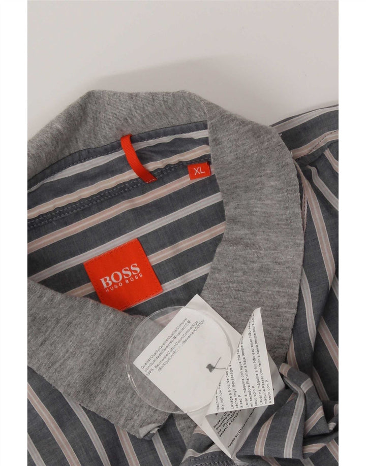 Ανδρικό πουκάμισο Hugo Boss XL Γκρι βαμβακερό ριγέ