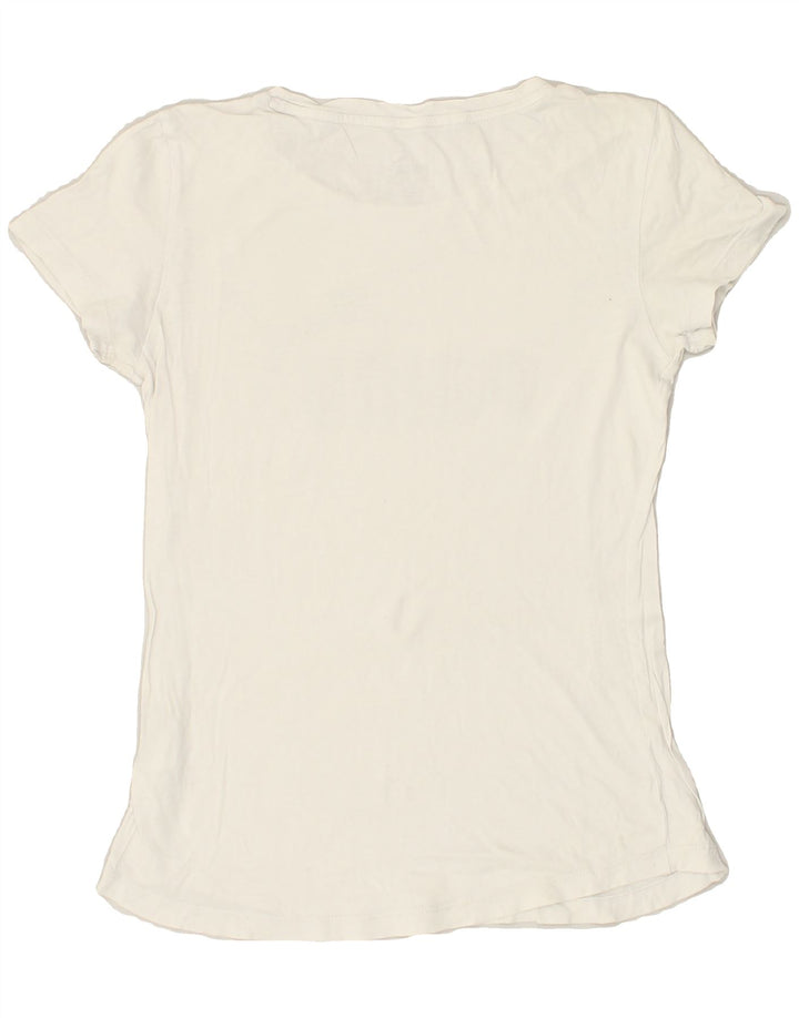 PUMA Womens Graphic T-Shirt Top UK 2 2XS Off White Cotton | Vintage Puma | Thrift | Second-Hand Puma | Used Clothing | Messina Hembry 
