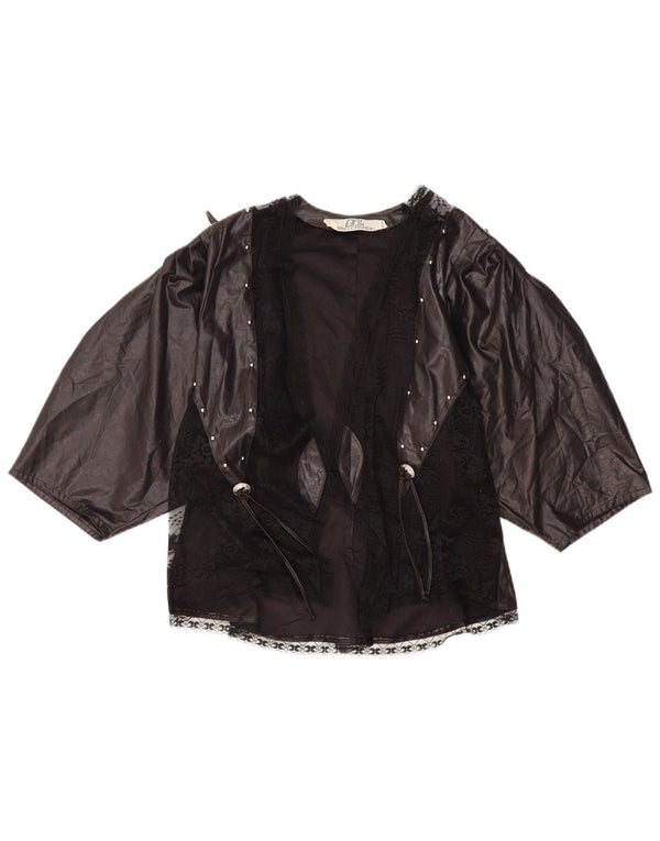 VINTAGE Γυναικεία Ζακέτα με μανίκια 3/4 UK 10 Small Black