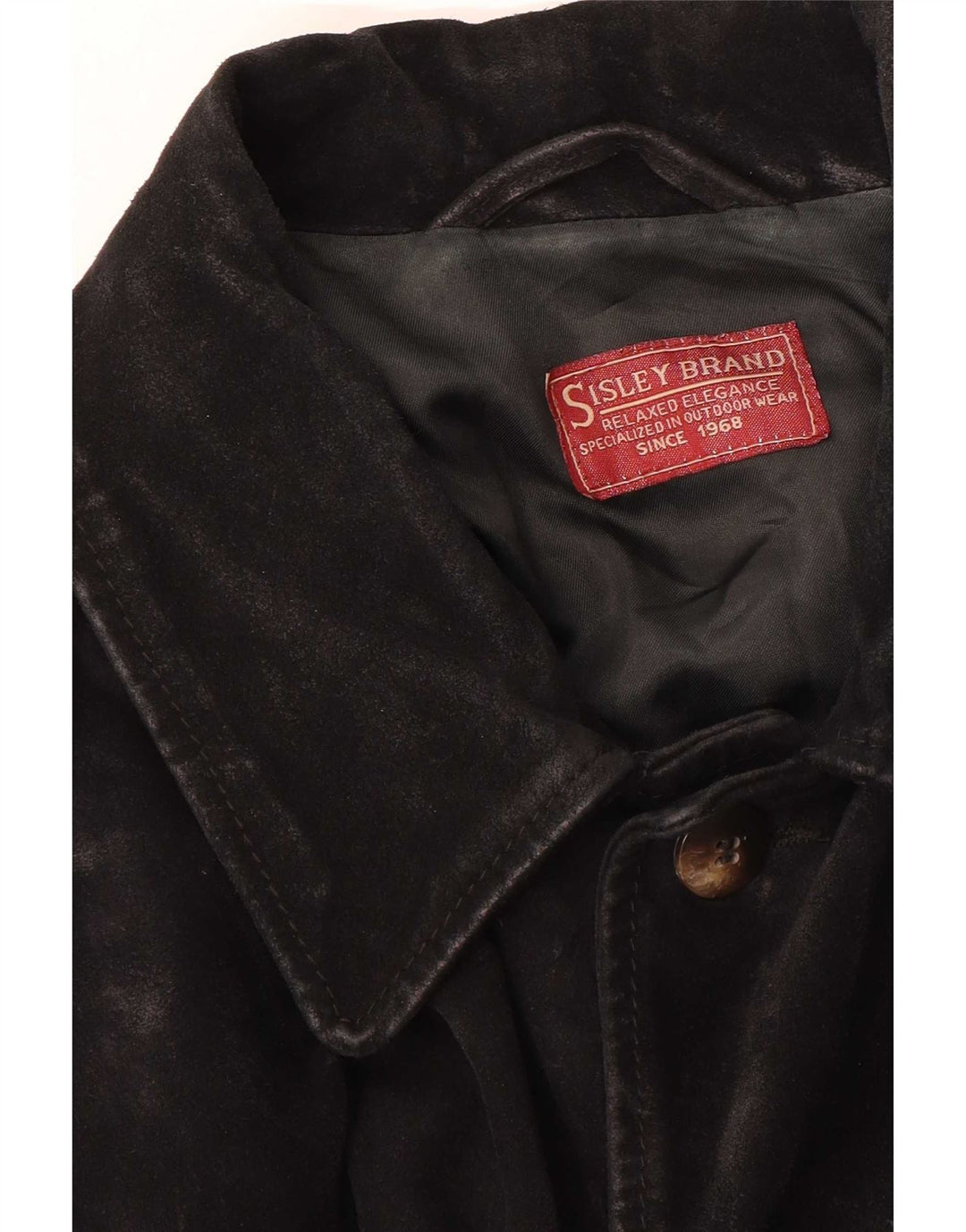 Ανδρικό Suede Jacket Sisley UK 38 Medium Black Leather