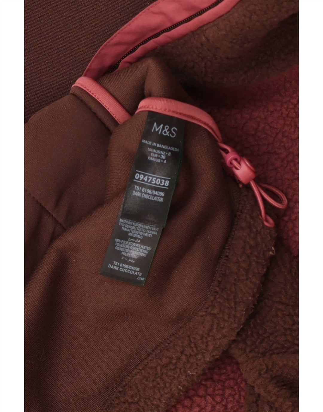 Marks & Spencer Γυναικείο μεγάλο φλις μπουφάν UK 8 Small Brown Colourblock