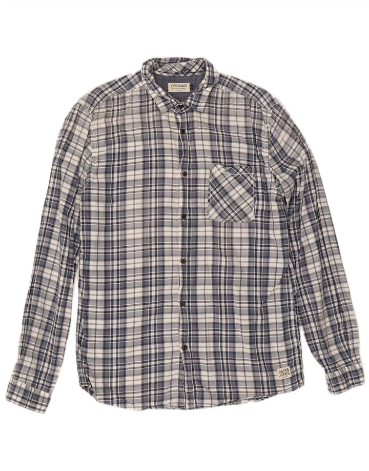Jack & Jones Ανδρικό πουκάμισο μεγάλο μπλε βαμβακερό καρό