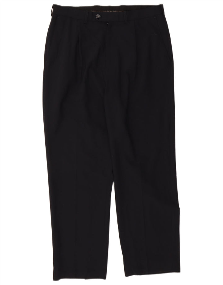 Marks & Spencer Ανδρικό παντελόνι με καρφίτσα W34 L29 Navy Blue Polyester