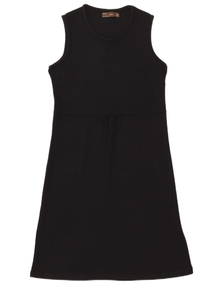 Zara Γυναικείο Αμάνικο Βασικό Φόρεμα UK 14 Large Black Rayon