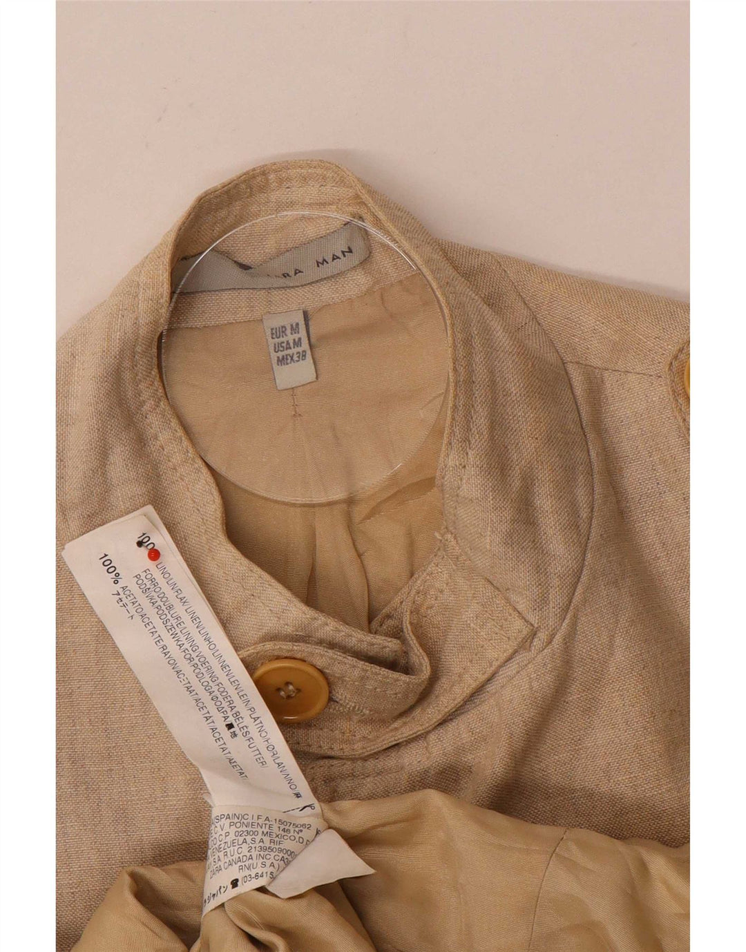 Zara Ανδρικό Military Jacket UK 38 Medium Beige Λινό