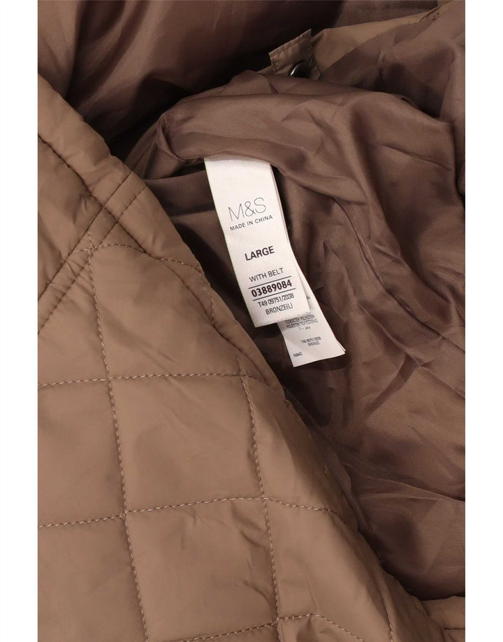 Marks & Spencer Γυναικείο παλτό με κουκούλα UK 16 μεγάλο καφέ πολυαμίδιο