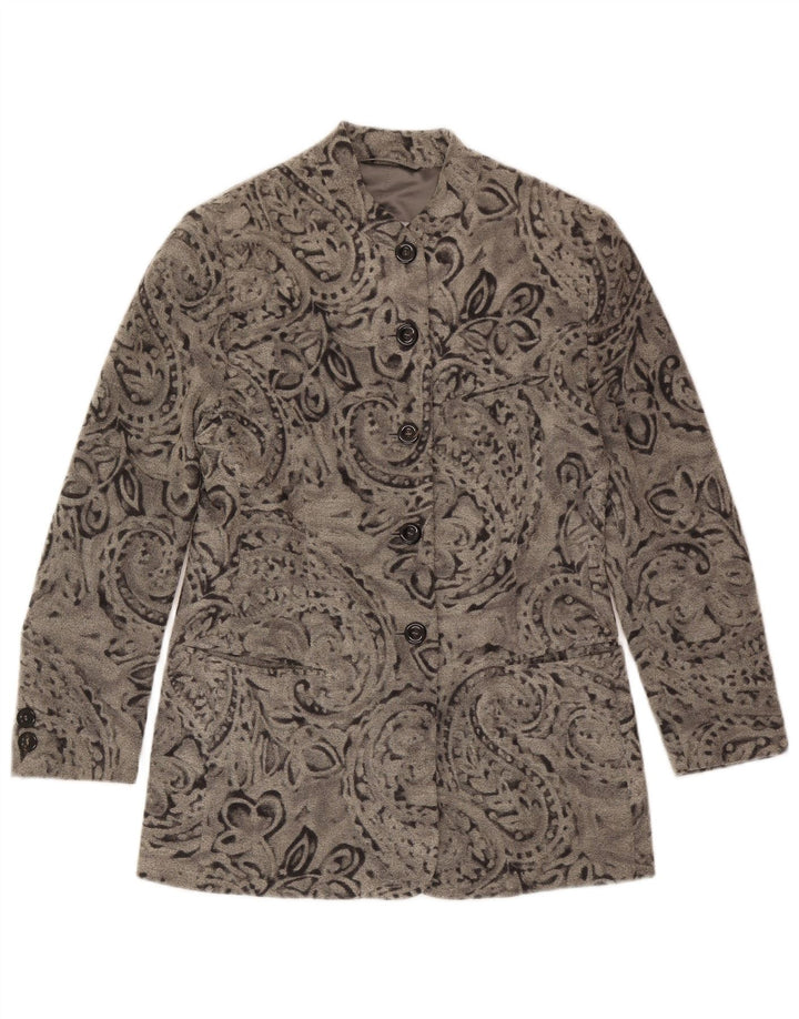 BOGNER Γυναικείο σακάκι 5 κουμπιών US 10 Large Grey Paisley Wool