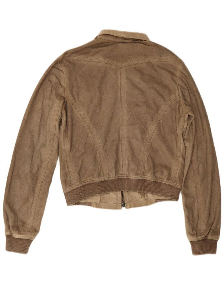 Benetton Γυναικείο Crop Bomber Jacket IT 44 Medium Beige Polyester