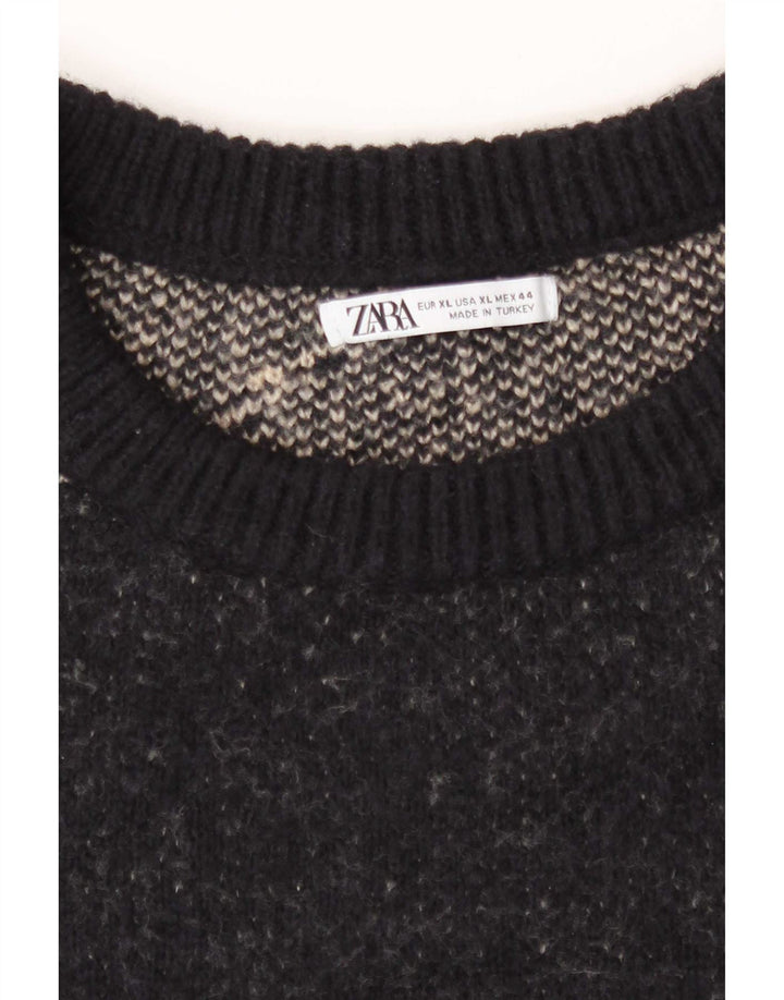 Ανδρικό πουλόβερ Zara Crew Neck Jumper XL Μαύρο ριγέ
