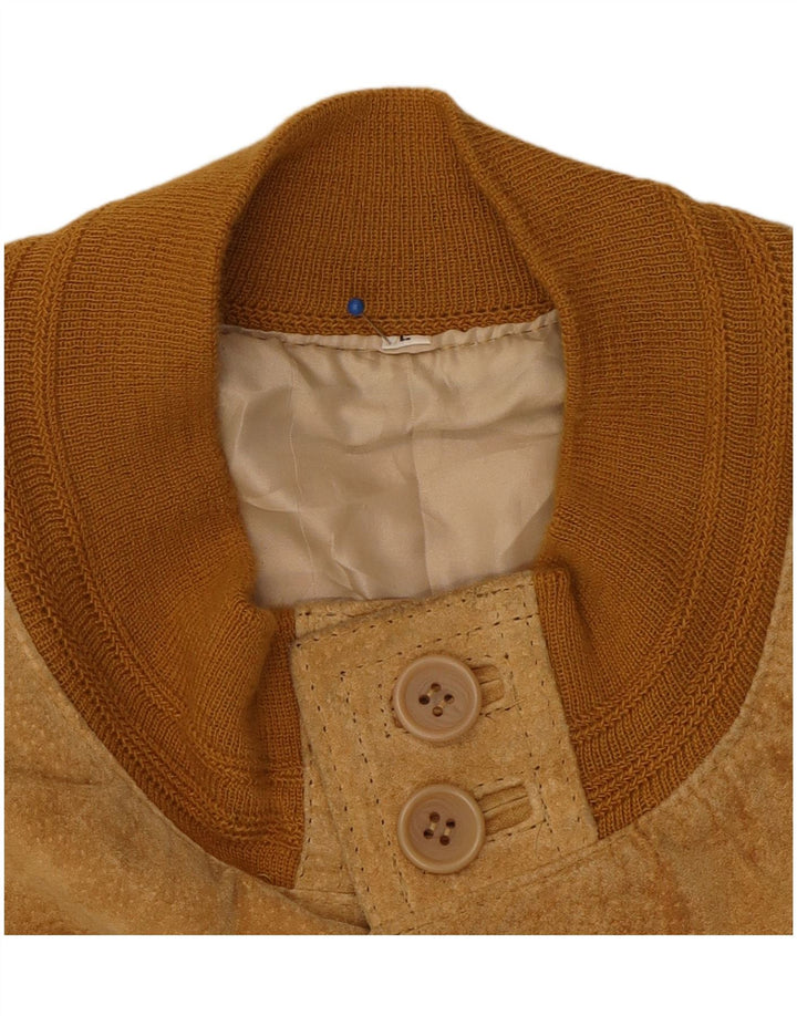 Vintage Ανδρικό Suede Bomber Jacket UK 40 Large Brown Δερμάτινο