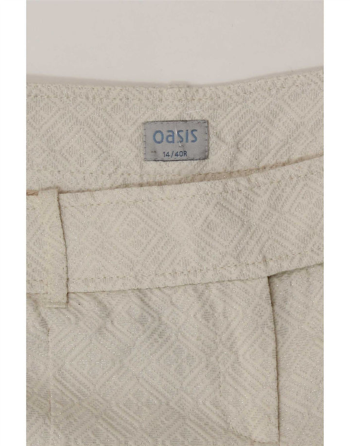 Γυναικείο σορτς βερμούδα Oasis UK 14 Medium W32 λευκό γεωμετρικό βαμβακερό