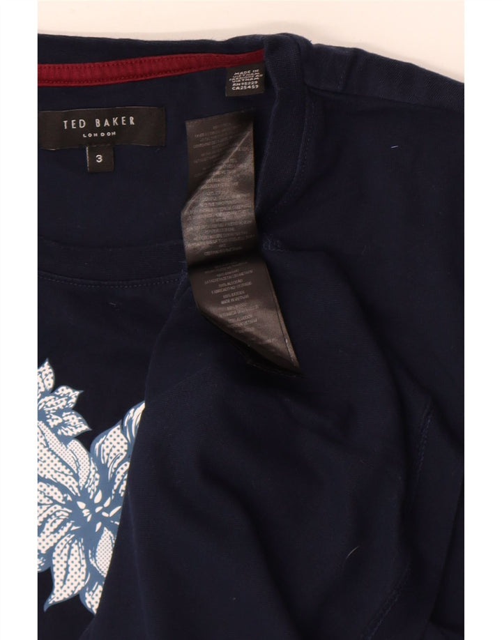 Ανδρικό Ted Baker γραφικό μπλουζάκι, κορυφαίο μέγεθος 3, μεσαίο μπλε ναυτικό, βαμβακερό λουλουδάτο