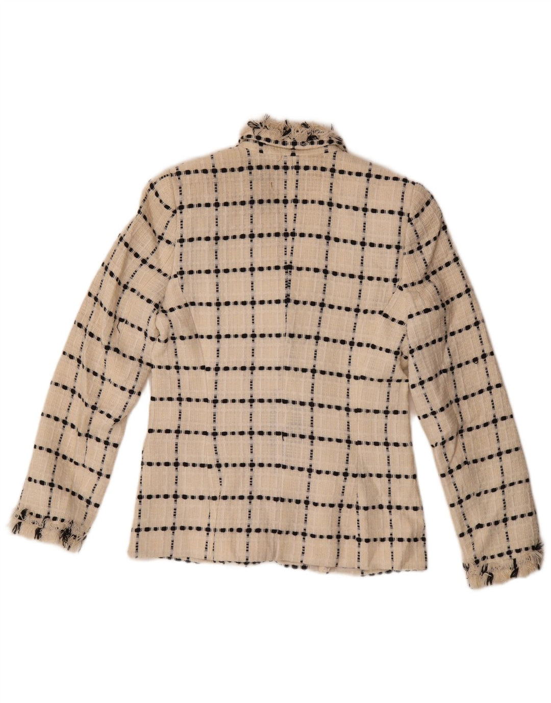 Vintage γυναικείο μπουφάν σακάκι με 3 κουμπιά UK 10 Small Off White Check Wool