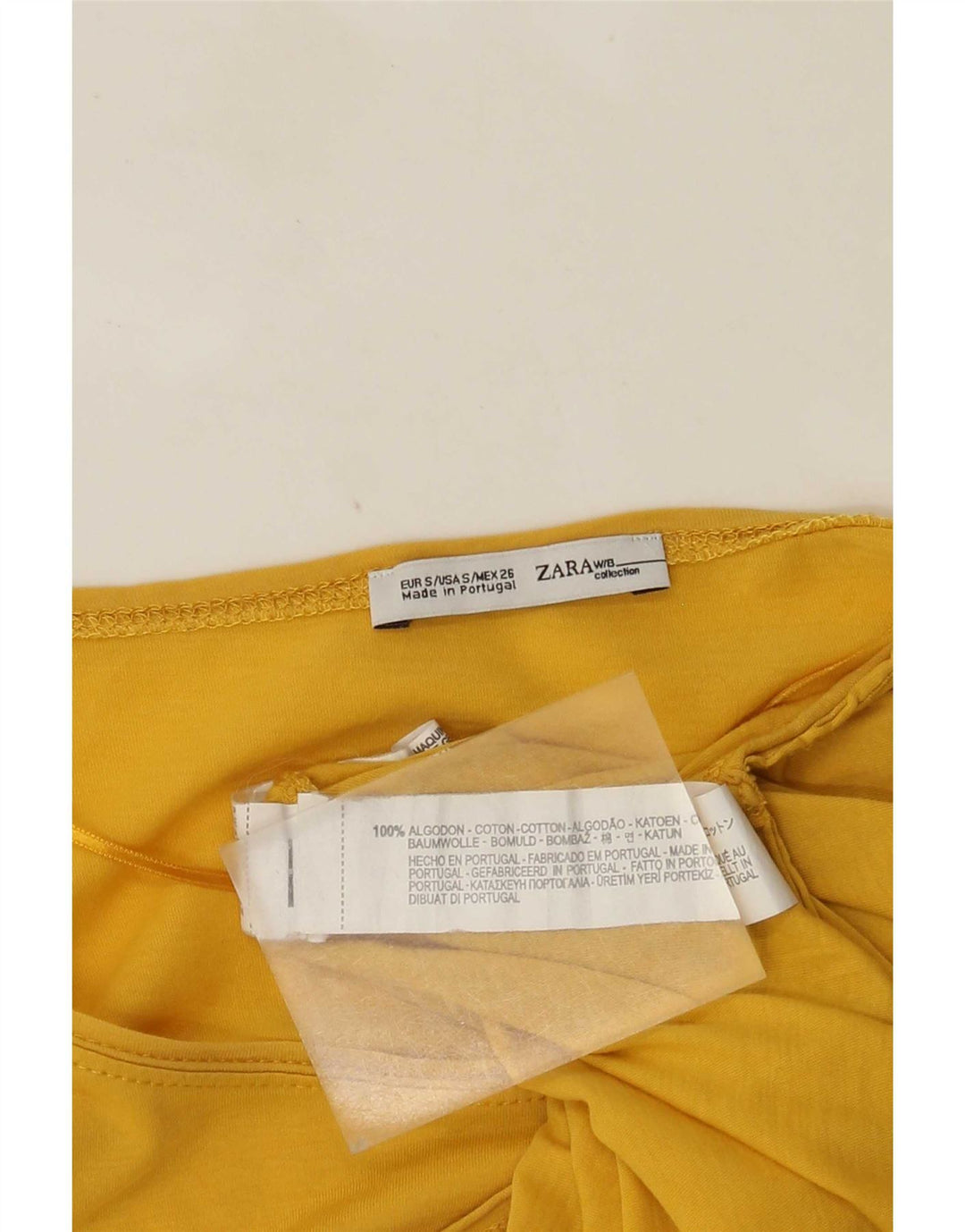 Zara Γυναικείο τοπ μακρυμάνικο UK 10 Small κίτρινο βαμβακερό