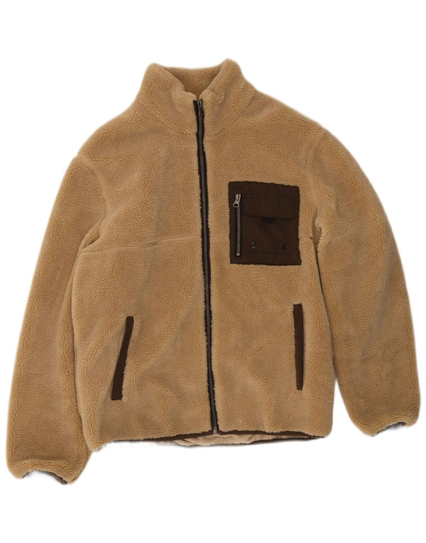Zara Ανδρικό Fleece Jacket UK 38 Medium Beige Polyester