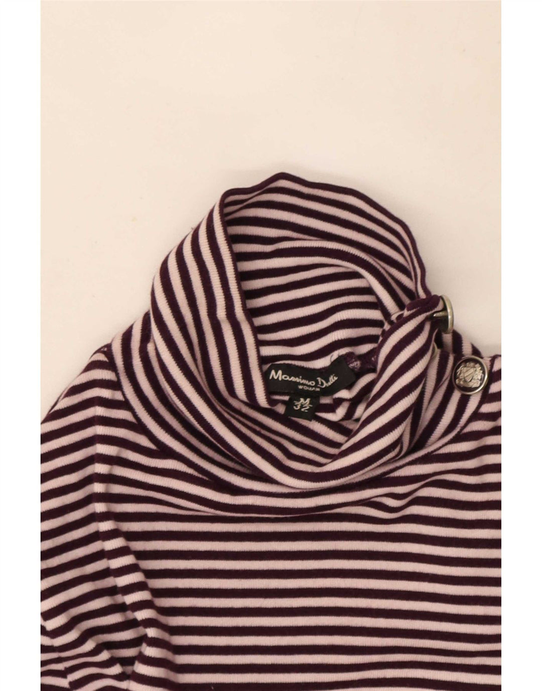 Massimo Dutti γυναικείο πουλόβερ με κουμπιά λαιμόκοψη UK 12 μεσαία μωβ ριγέ