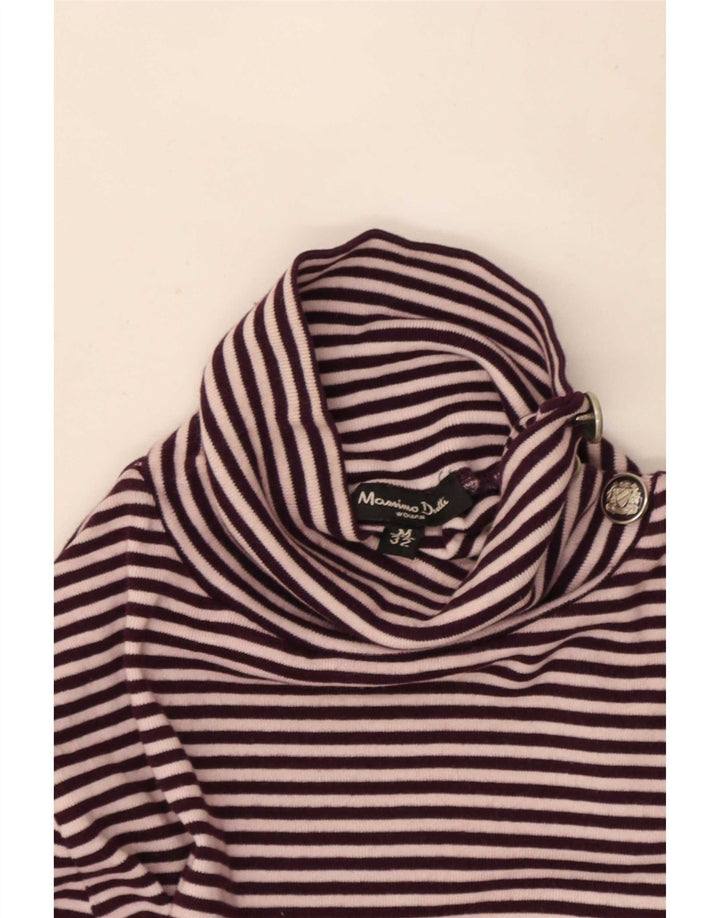 Massimo Dutti γυναικείο πουλόβερ με κουμπιά λαιμόκοψη UK 12 μεσαία μωβ ριγέ