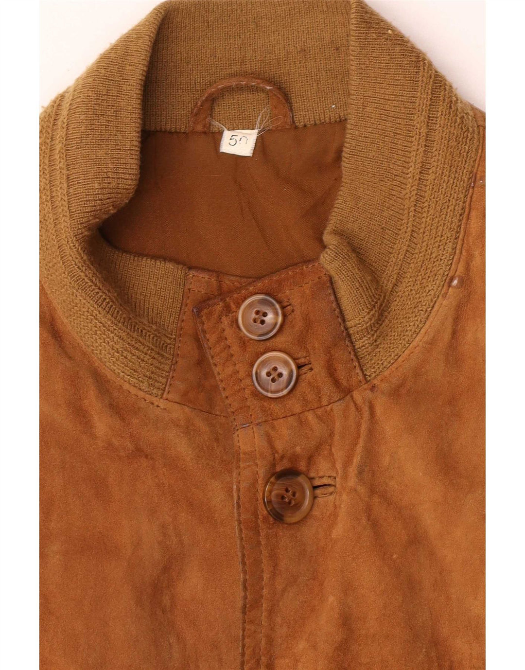 Vintage Ανδρικό Suede Bomber Jacket IT 50 Large Brown