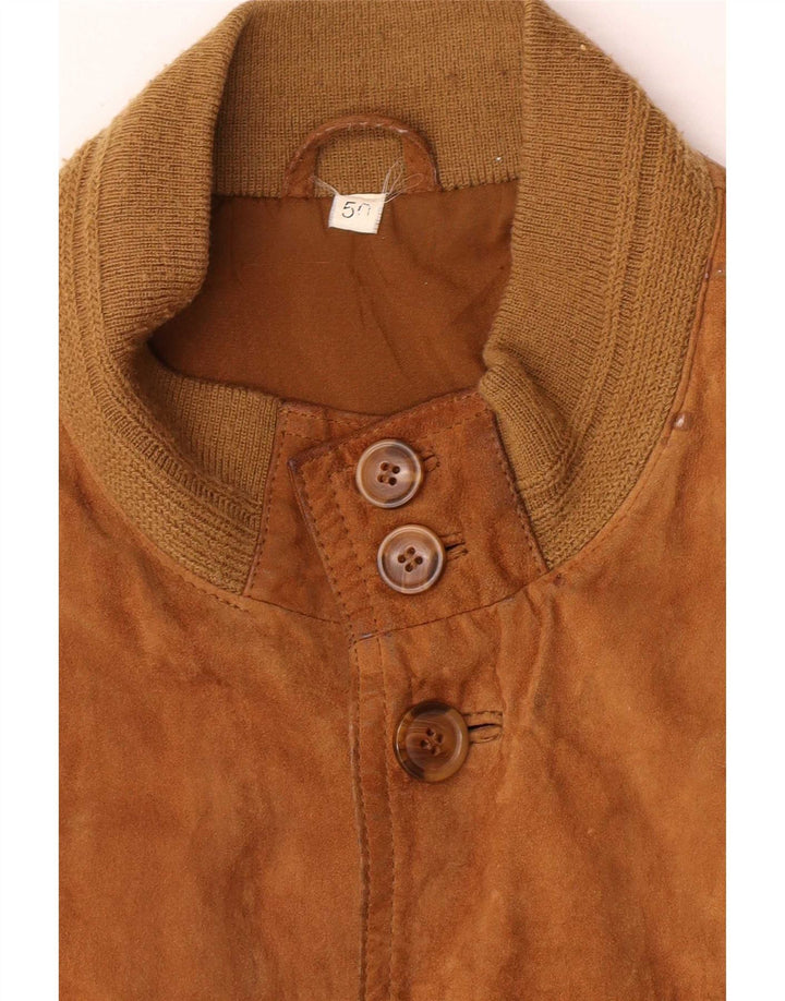 Vintage Ανδρικό Suede Bomber Jacket IT 50 Large Brown