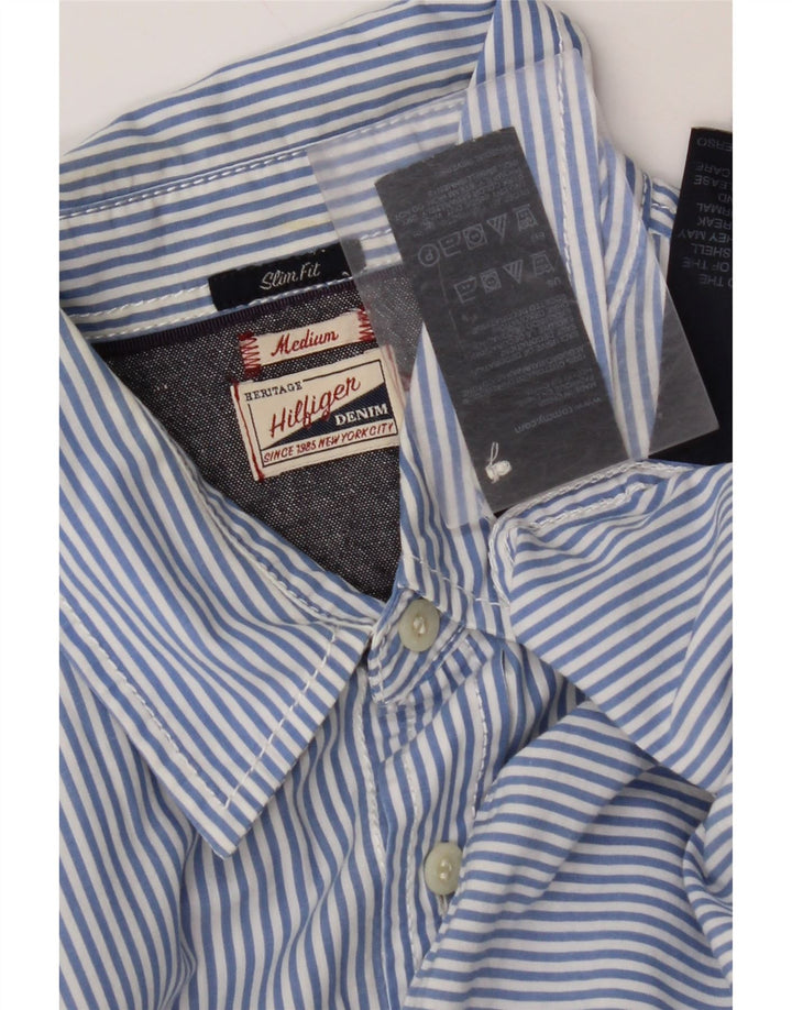 TOMMY HILFIGER Ανδρικό πουκάμισο Slim Fit Βαμβακερό μεσαίο μπλε ριγέ